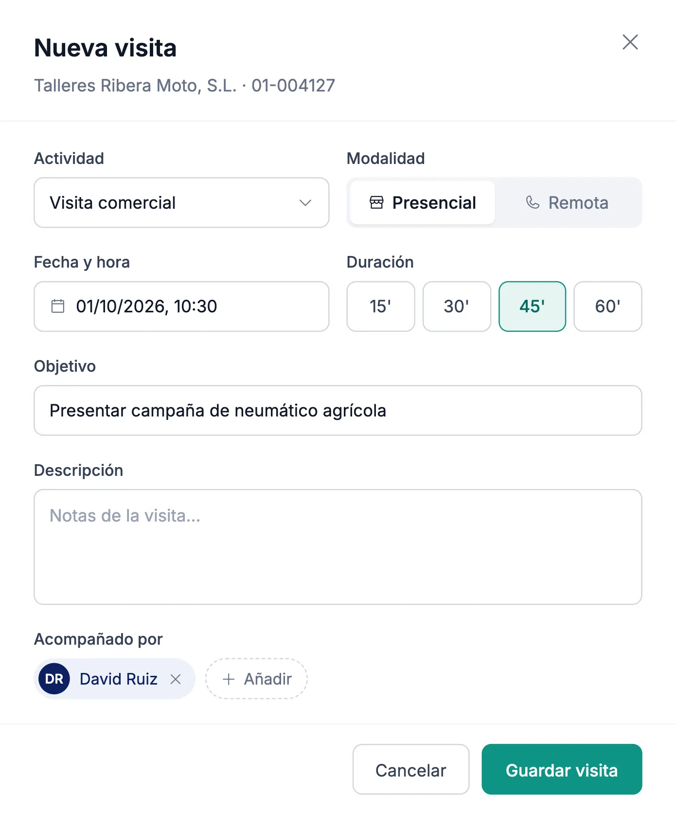 Registro de visita